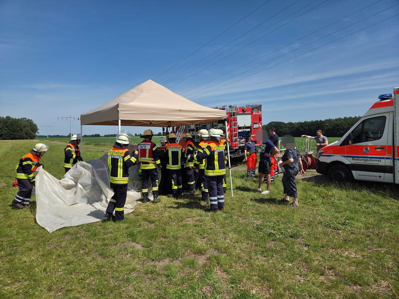 Drei Jungen sitzen bei großer Hitze im Auto und kommen nicht heraus. Die Feuerwehr zerstört schließlich eine Scheibe.   - Foto: Jonas Hermonies/Freiw. Feuerwehren Visselhövede/dpa