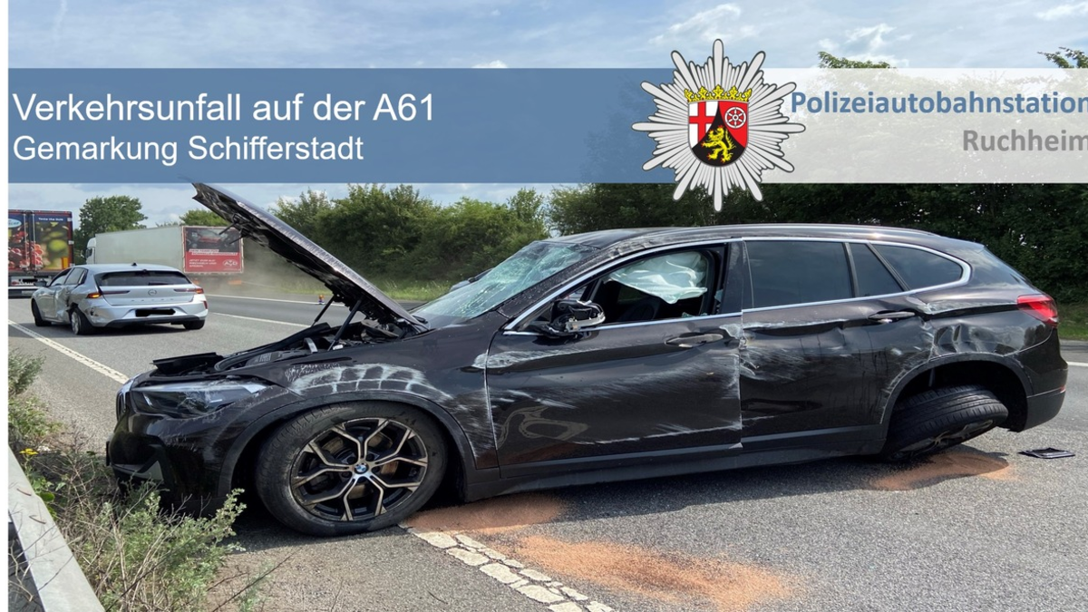 POL-PDNW: Polizeiautobahnstation Ruchheim - Eine schwer- und eine leichtverletzte Person nach Verkehrsunfall auf der A 61 - Foto: presseportal.de
