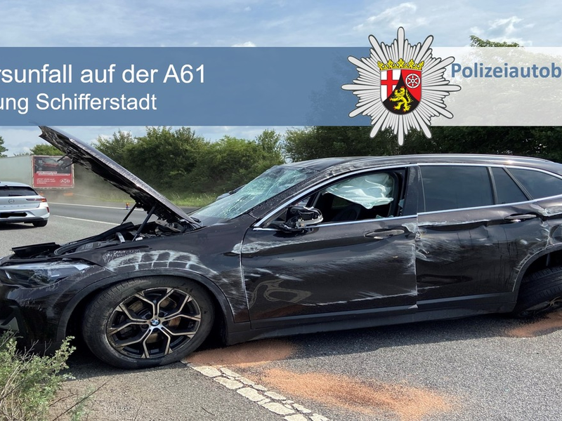 POL-PDNW: Polizeiautobahnstation Ruchheim - Eine schwer- und eine leichtverletzte Person nach Verkehrsunfall auf der A 61 - Foto: presseportal.de