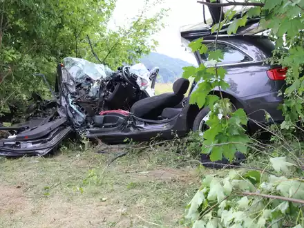 POL-MI: Hiller prallt gegen Baum - Schwer verletzt eingeklemmt - Foto: presseportal.de