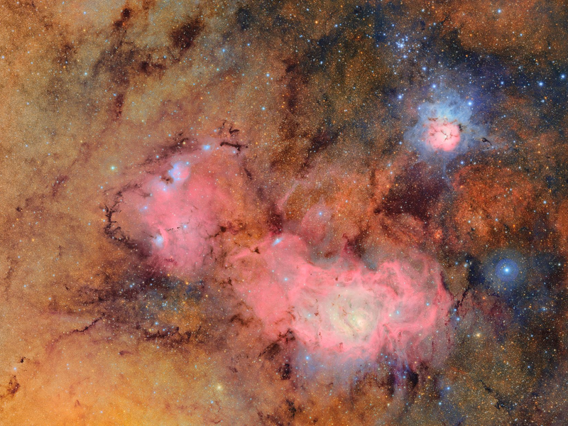 Eines der ersten Bilder zeigt den Trifidnebel. - Foto: ---/NSF-DOE Vera C. Rubin Observatory /dpa