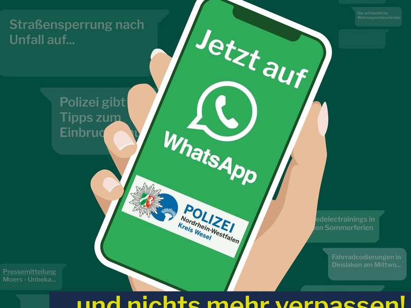 POL-WES: Wesel- Kreispolizeibehörde Wesel jetzt mit eigenem WhatsApp-Kanal - Foto: presseportal.de