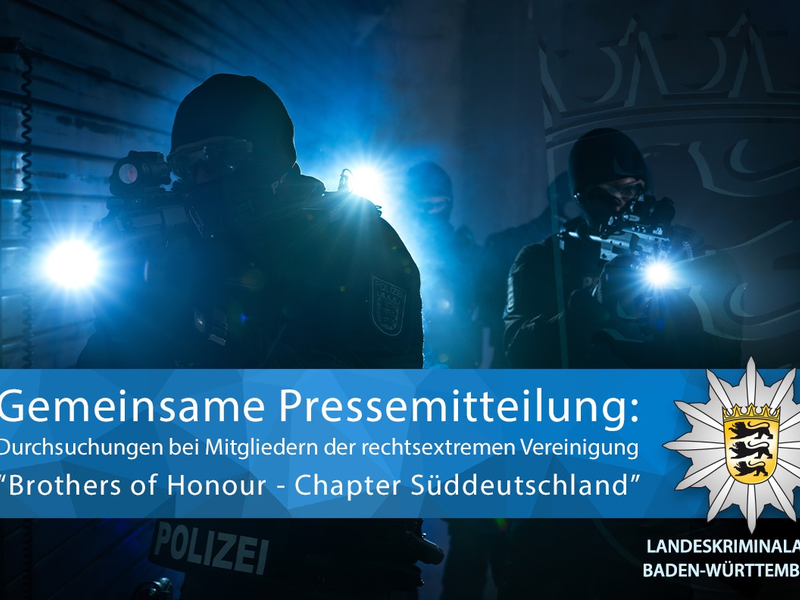 LKA-BW: Gemeinsame Pressemitteilung der Generalstaatsanwaltschaft Stuttgart und des LKA: Durchsuchungsmaßnahme wegen Fortführung der rechtsextremistischen Vereinigung Blood & Honour Division Deutschland - Foto: presseportal.de