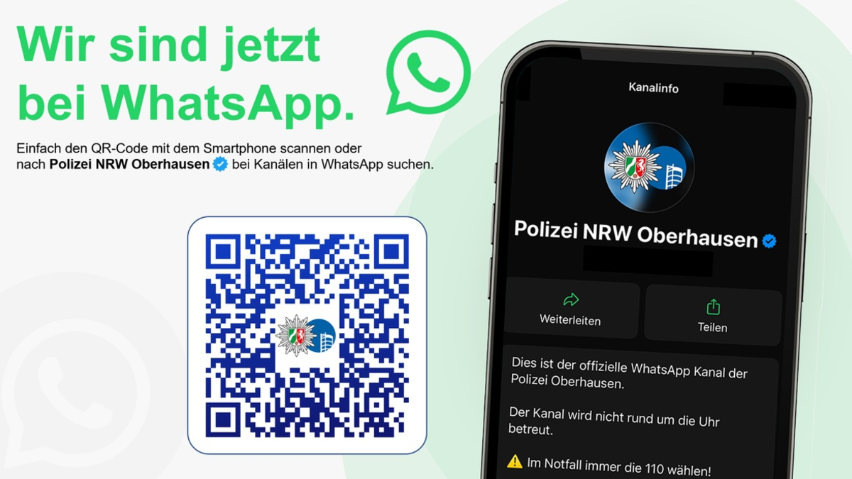 POL-OB: Polizei Oberhausen startet offiziellen WhatsApp-Kanal - Foto: presseportal.de