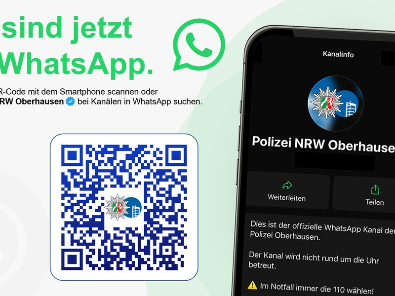 POL-OB: Polizei Oberhausen startet offiziellen WhatsApp-Kanal - Foto: presseportal.de