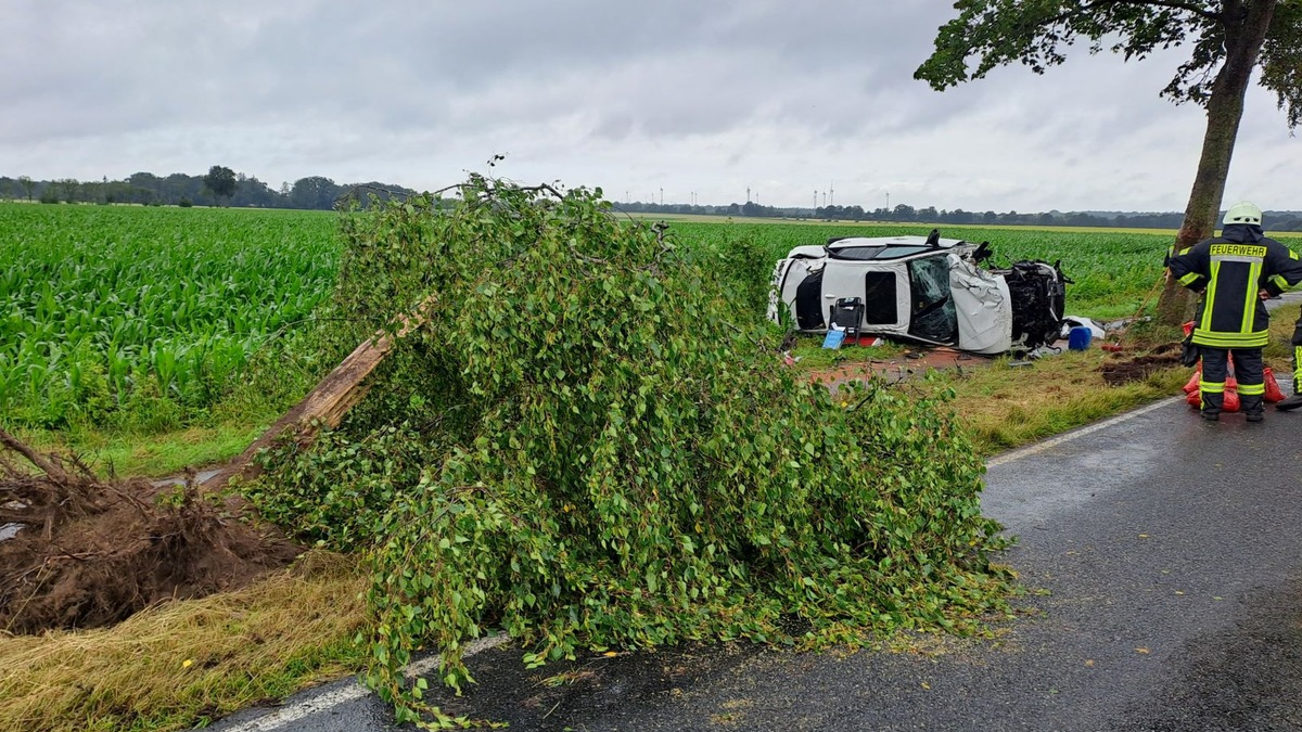 POL-STD: Harsefeld: Überholmanöver missglückt - Autofahrer schwer verletzt - Foto: presseportal.de
