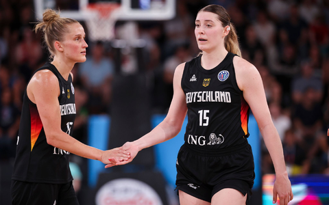 Das WNBA-Duo Leonie Fiebich und Luisa Geiselsöder (r) hat Deutschland bei der EM auf Platz fünf geführt. - Foto: Christian Charisius/dpa Das WNBA-Duo Leonie Fiebich und Luisa Geiselsöder (r) hat Deutschland bei der EM auf Platz fünf geführt. - Foto: Christian Charisius/dpa