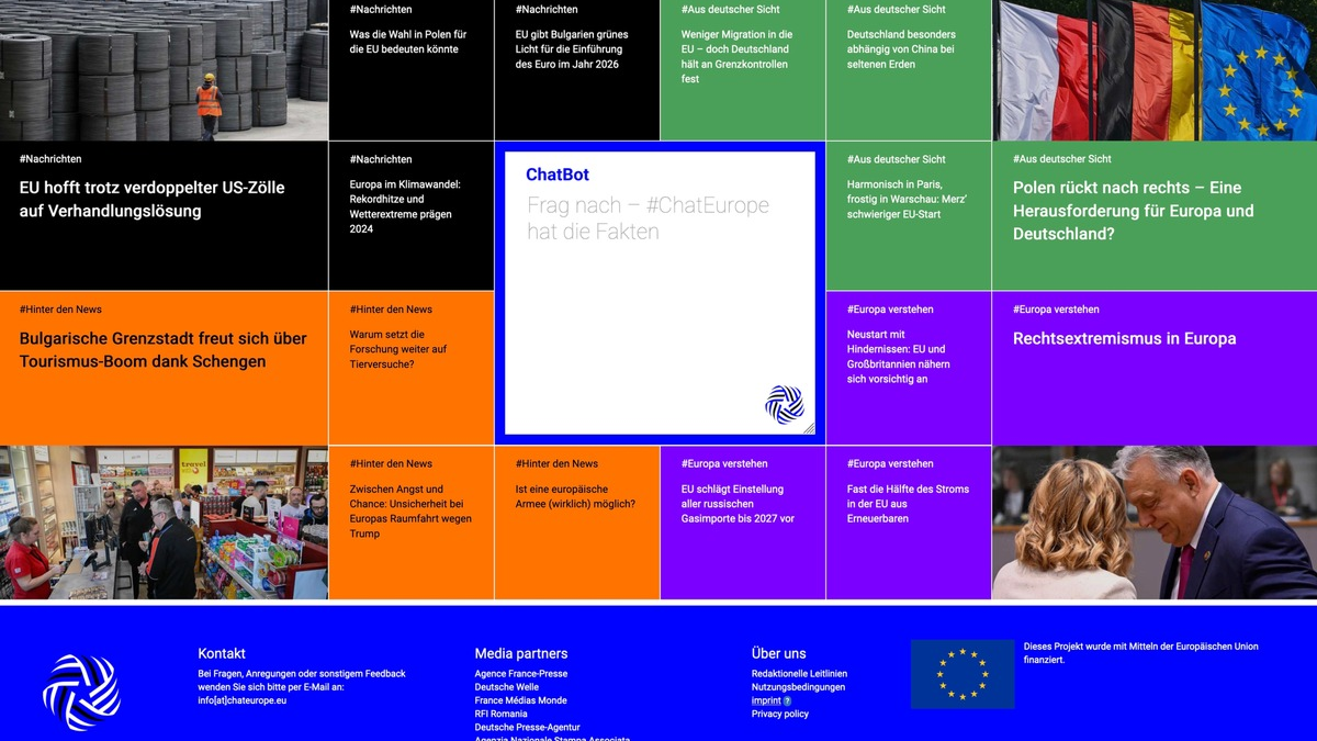 ChatEurope: dpa startet gemeinsam mit anderen europäischen Medienhäusern ersten Nachrichten-Chatbot für europäische Themen - Foto: presseportal.de
