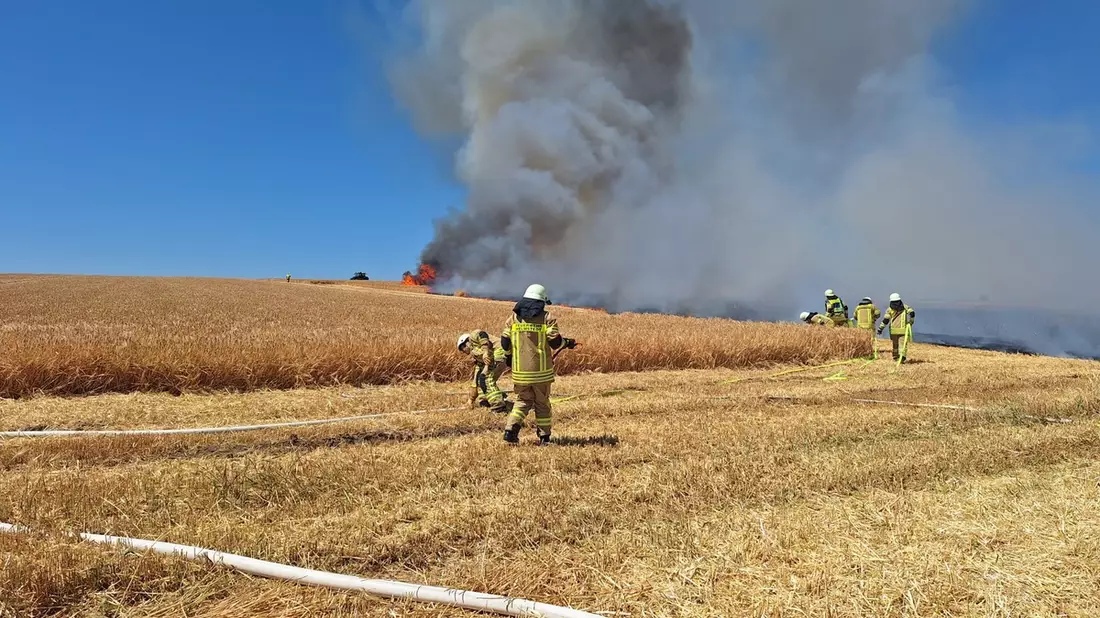 FW Helmstedt: 3 Hektar Getreidfeld in Flammen - Bild: presseportal.de