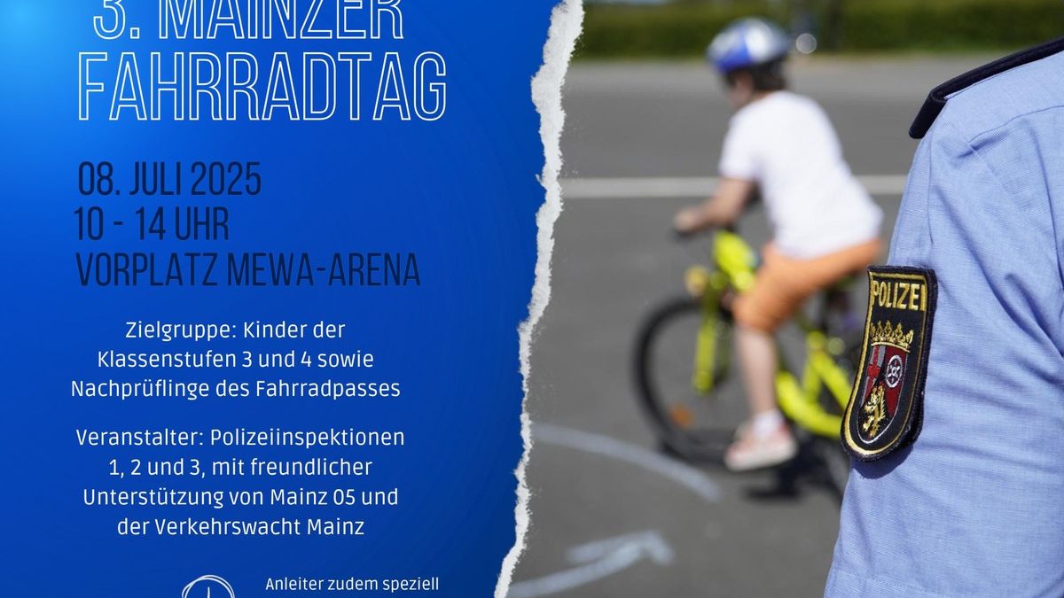 POL-PPMZ: 08.07.2025 - Fahrradtag an der MEWA Arena - Foto: presseportal.de