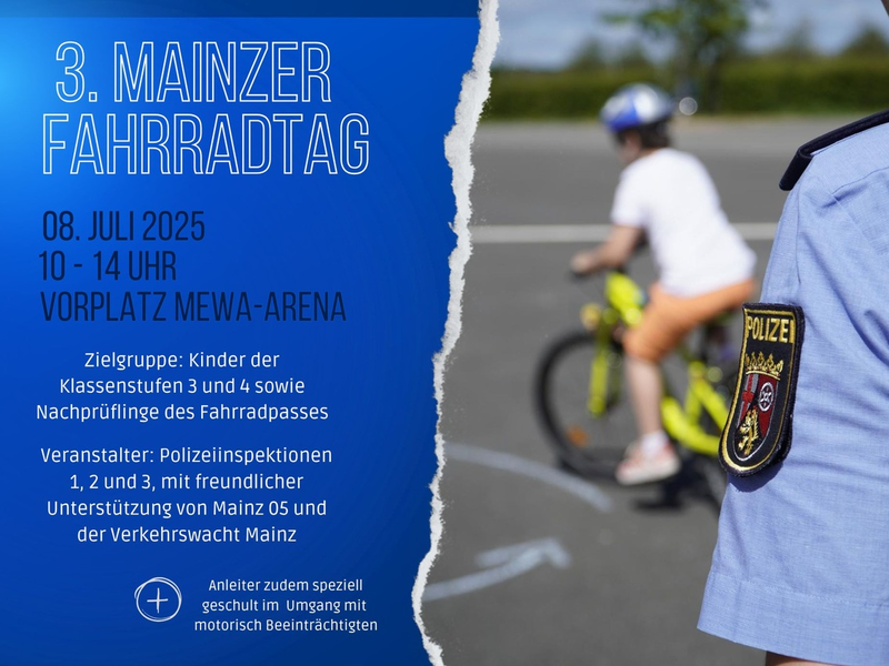 POL-PPMZ: 08.07.2025 - Fahrradtag an der MEWA Arena - Foto: presseportal.de
