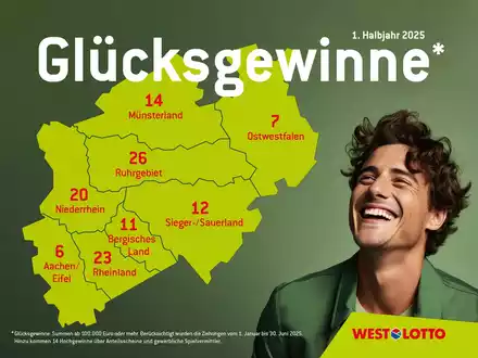 Neun Millionengewinne im ersten Halbjahr / WestLotto-Gewinnerbilanz für die Monate Januar bis Juni - Foto: presseportal.de