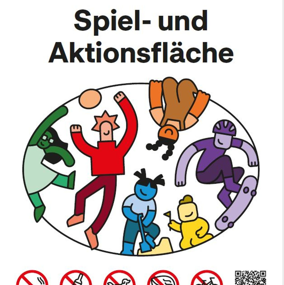 So sollte das neue Spielplatz-Schild eigentlich aussehen. (Handout) - Foto: Stadt Köln/dpa