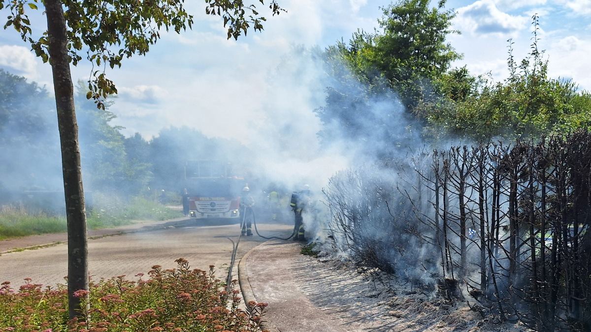 FW Bocholt: Heckenbrand in Mussum - Foto: presseportal.de
