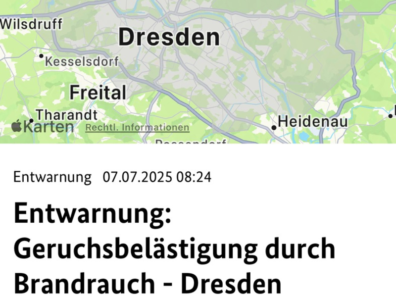 FW Dresden: Entwarnung bezüglich Geruchsbelästigung durch Brandrauch aus der Gorischheide - Foto: presseportal.de