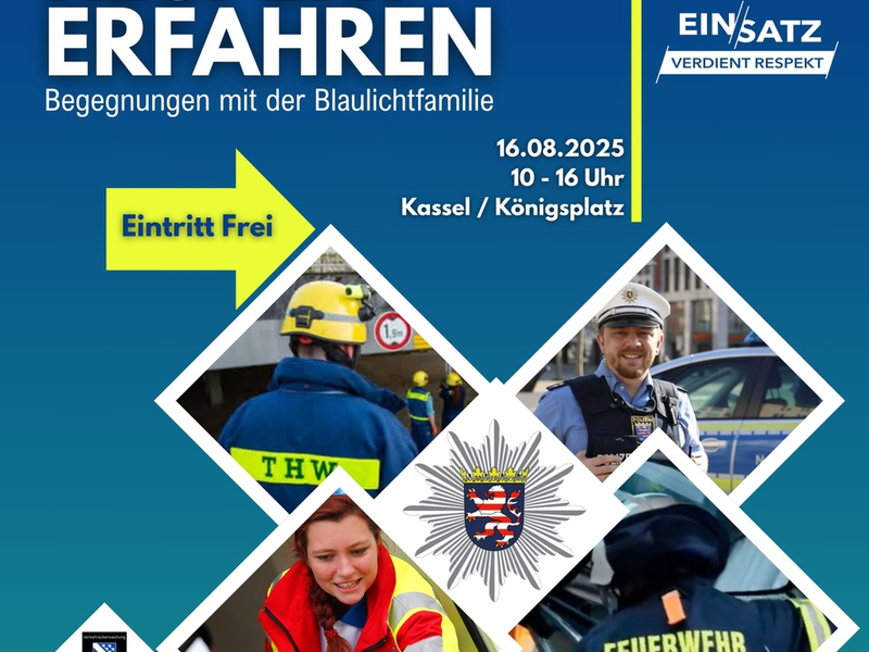 POL-KS: Respekt zeigen- Respekt erfahren- Begegnungen mit der Blaulichtfamilie am 16. August 2025 auf dem Kasseler Königsplatz - Foto: presseportal.de