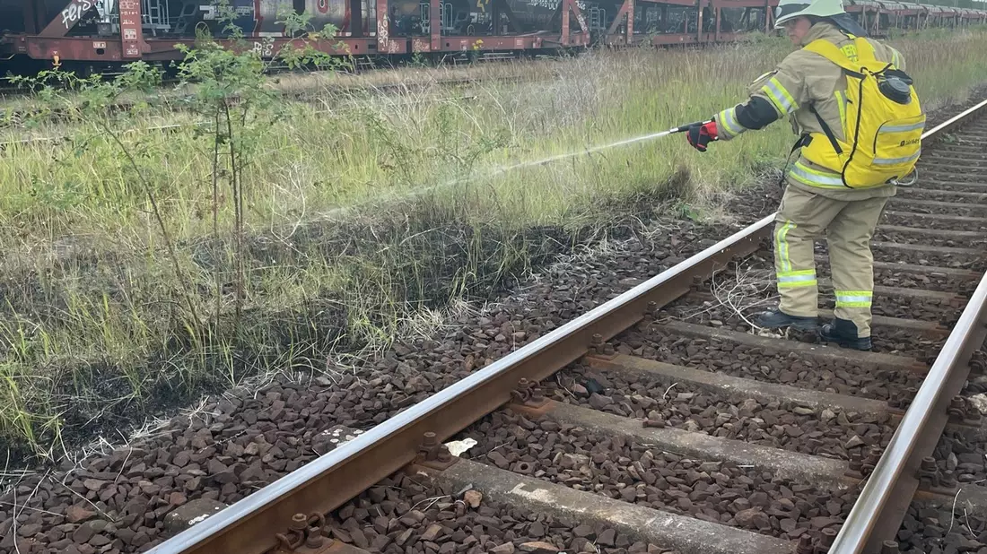 FW Lehrte: Böschungsbrand zwischen den Bahngleisen bei Lehrte - Bild: presseportal.de