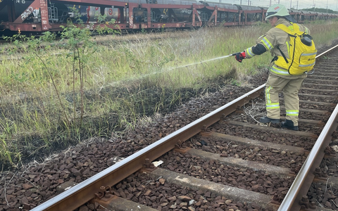 FW Lehrte: Böschungsbrand zwischen den Bahngleisen bei Lehrte - Foto: presseportal.de