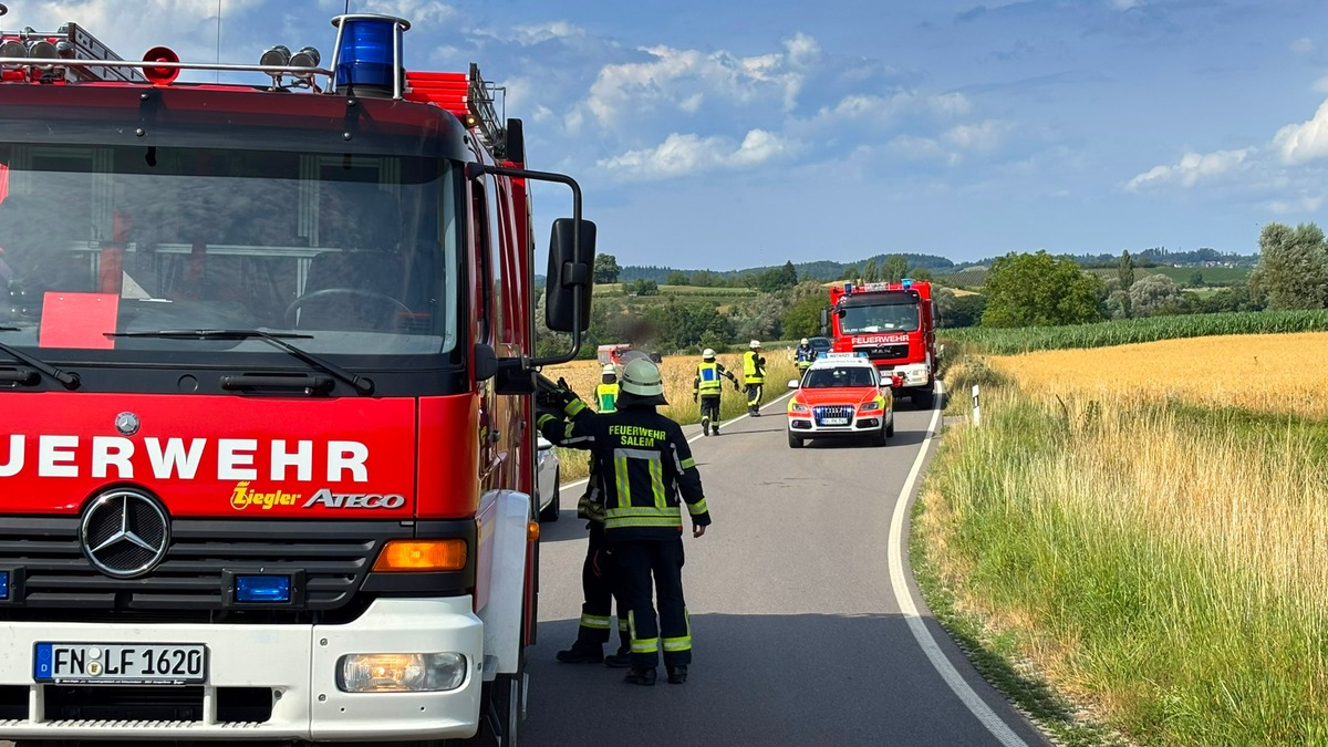 KFV Bodenseekreis: Verkehrsunfall bei Grasbeuren: Zwei Verletzte bei Frontalkollision - Foto: presseportal.de