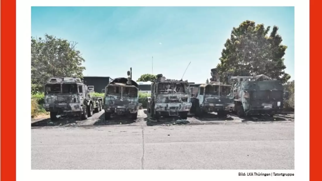LKA Thüringen: Zeugenaufruf nach Brand an Bundeswehr-LKW: Das Landeskriminalamt Thüringen ermittelt. - Bild: presseportal.de