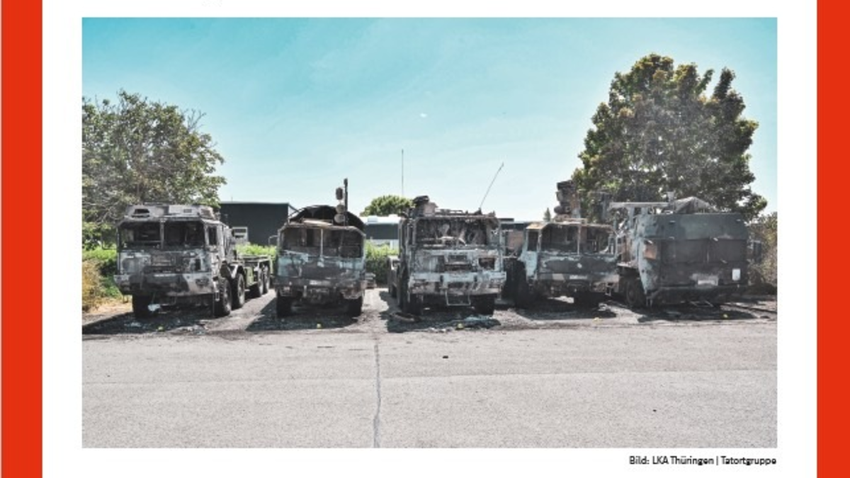 LKA Thüringen: Zeugenaufruf nach Brand an Bundeswehr-LKW: Das Landeskriminalamt Thüringen ermittelt. - Foto: presseportal.de