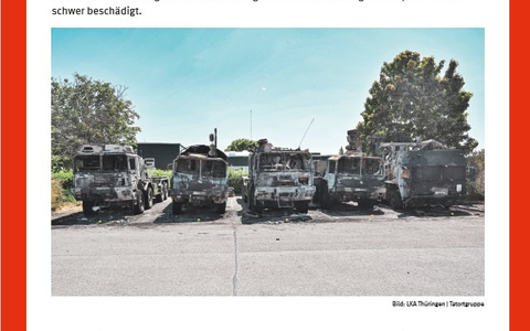 LKA Thüringen: Zeugenaufruf nach Brand an Bundeswehr-LKW: Das Landeskriminalamt Thüringen ermittelt. - Foto: presseportal.de