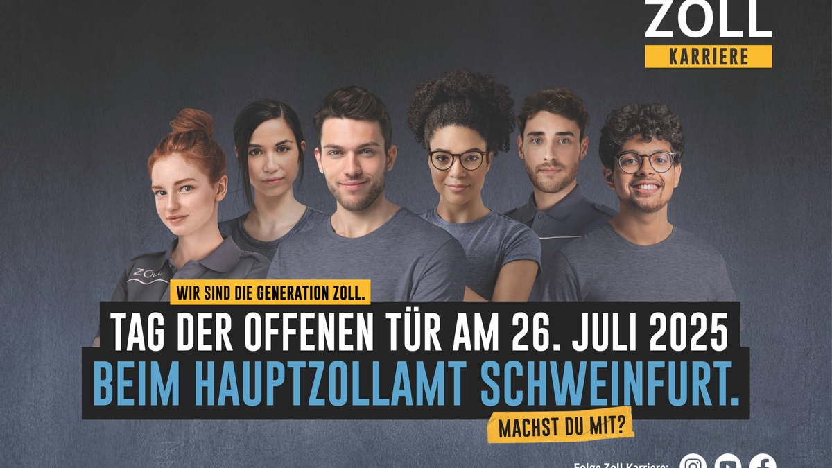 HZA-SW: Schmuggel, Schwarzarbeit und Steuern - Tag der offenen Tür des Hauptzollamts Schweinfurt am Samstag, den 26. Juli 2025 - Foto: presseportal.de