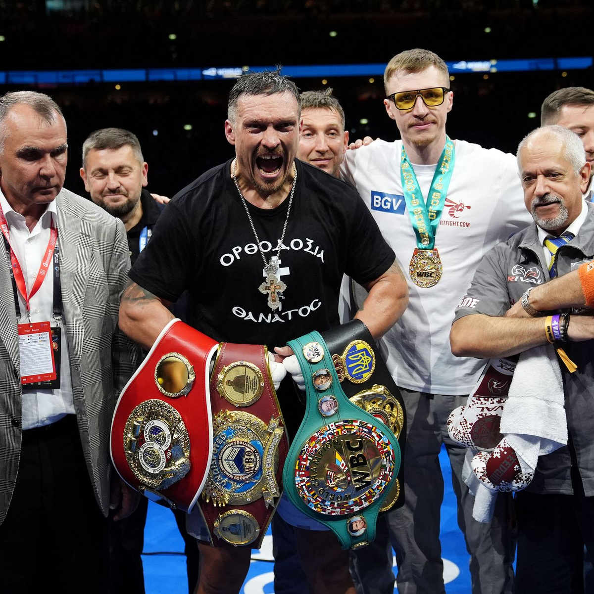 Usyk wird als «Legende» seines Sports gefeiert. - Foto: Bradley Collyer/PA Wire/dpa