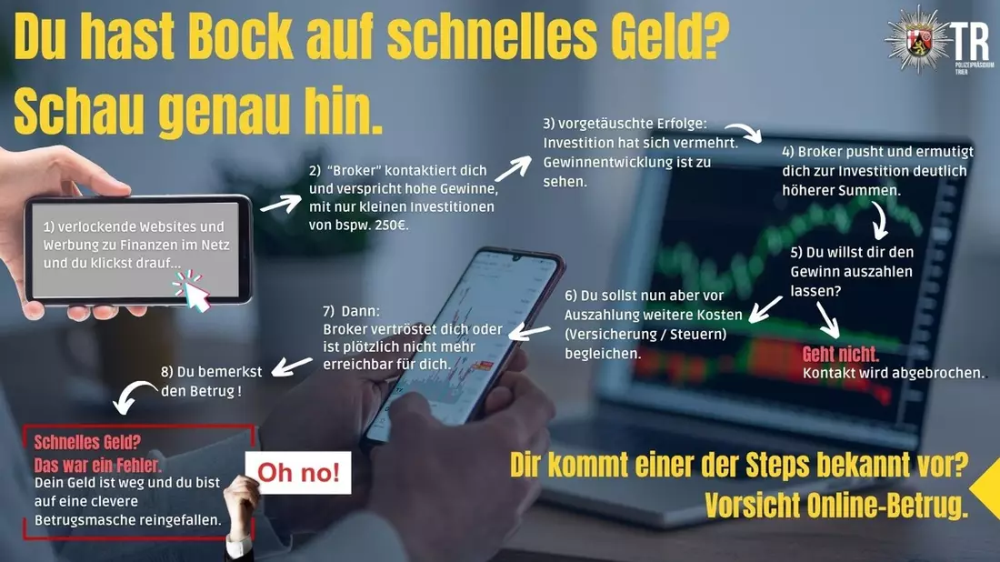 POL-PPTR: Wenn hohe Gewinnversprechen zu riesigen Verlusten werden: Polizei warnt vor Cyber-Trading-Fraud - Bild: presseportal.de