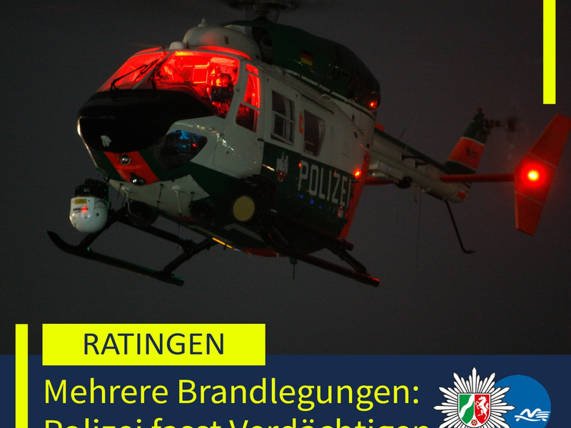 POL-ME: Mehrere Brände: Polizei fasst Tatverdächtigen nach Fahndung mit Hubschrauber - 2507118 - Foto: presseportal.de