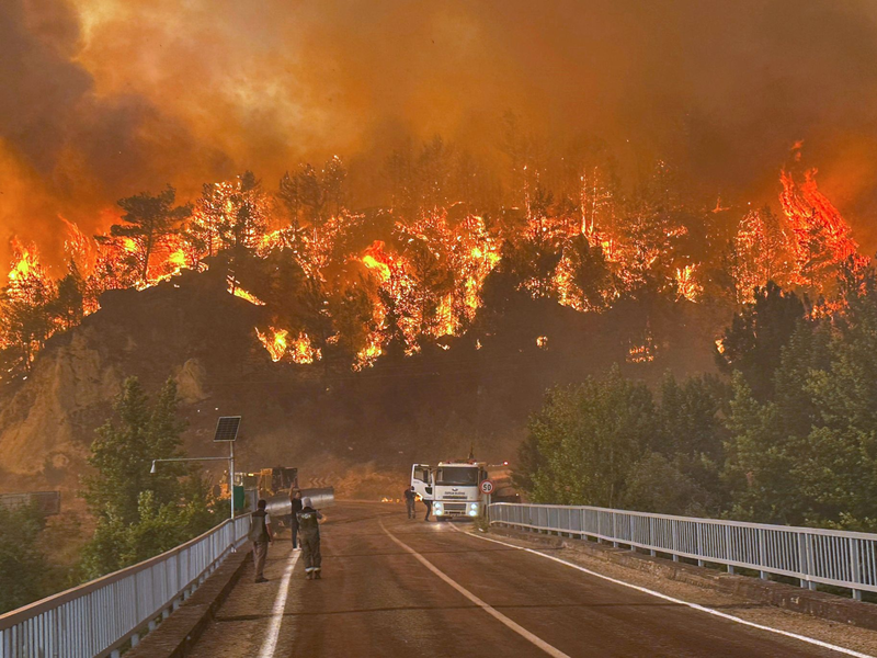 In mehreren türkischen Provinzen brennen derzeit Wälder. - Foto: Ridvan Bostanci/IHA/AP/dpa
