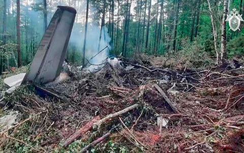 Überreste der abgestürzten An-24 mitten in der Taiga. - Foto: -/Russian Investigative Committee/AP/dpa