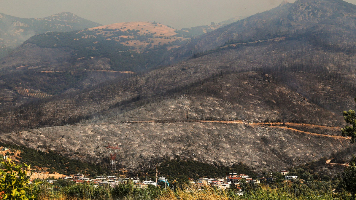 Helfer löschen einen Waldbrand. - Foto: Sercan Ozkurnazli/dia images/AP/dpa