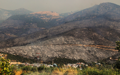 Helfer löschen einen Waldbrand. - Foto: Sercan Ozkurnazli/dia images/AP/dpa