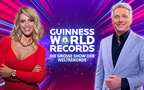 Michelle Hunziker Jörg Pilawa Guinness World Records - Die große Show der Weltrekorde - Foto: Joyn/Luca Oldani/Willi Weber, presseportal.de