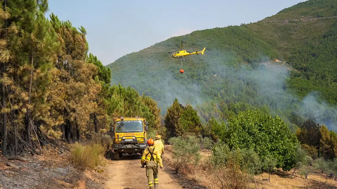 In Las Hurdes in der spanischen Region Cáceres konnte ein größerer Waldbrand nach mehreren Tagen unter Kontrolle gebracht werden. - Bild: Carlos Criado/EUROPA PRESS/dpa