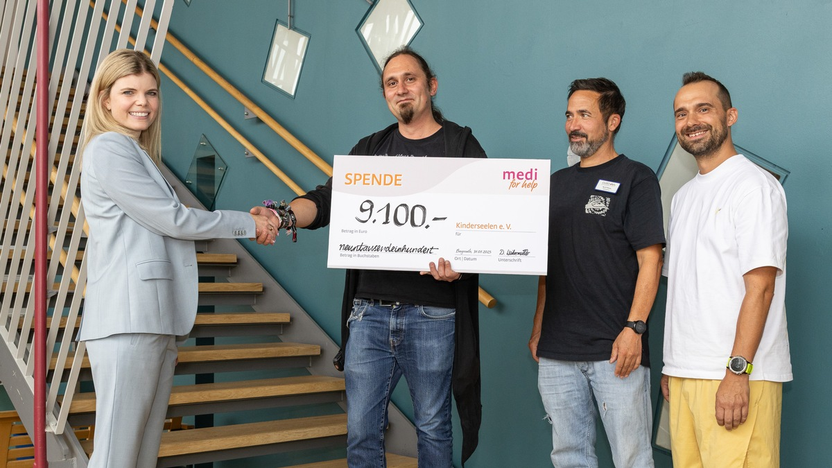 15-jähriges Jubiläum: medi for help spendet 9.100 Euro an den Verein Kinderseelen e. V. - Foto: presseportal.de