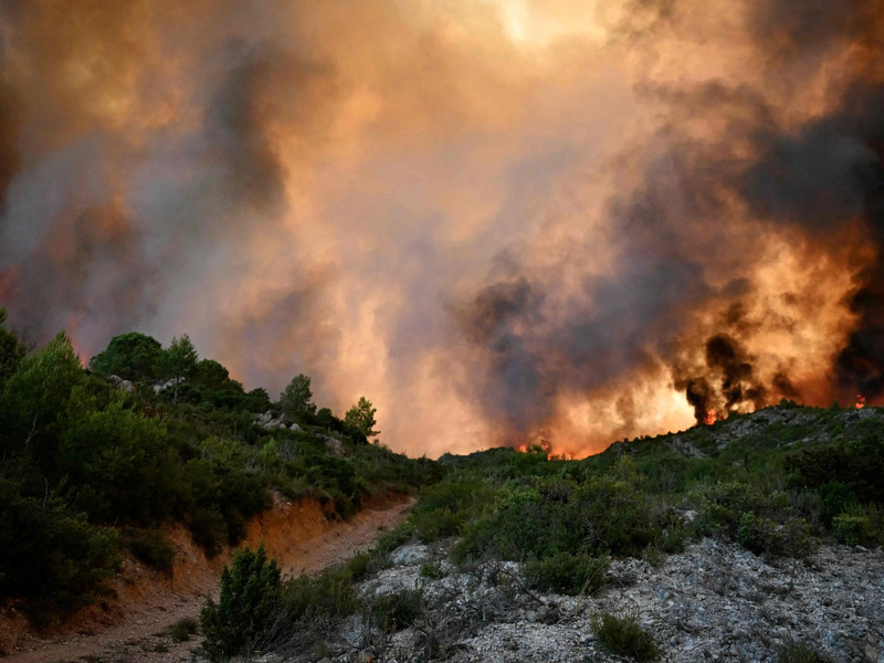 Die Feuerwehr hofft darauf, den Brand im Tagesverlauf in den Griff zu bekommen. - Foto: Lionel Bonaventure/AFP/dpa