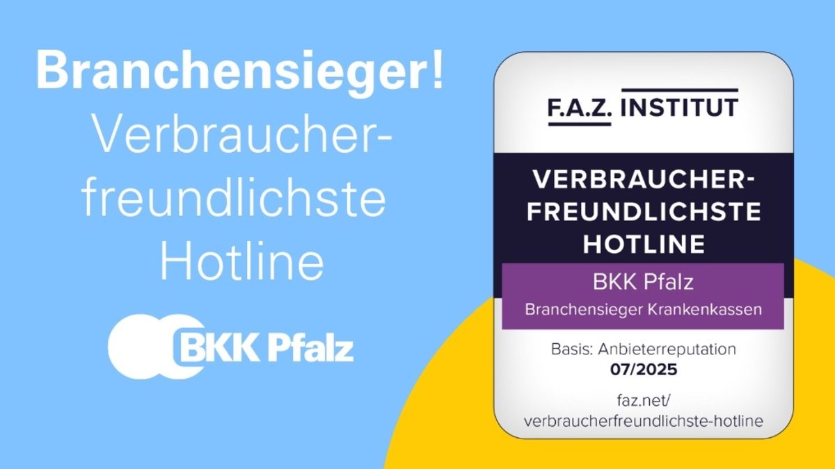 F.A.Z.-Studie: Verbraucherfreundlichste Kundenhotline - BKK Pfalz Branchensieger! - Foto: presseportal.de