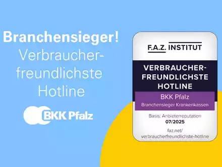 F.A.Z.-Studie: Verbraucherfreundlichste Kundenhotline - BKK Pfalz Branchensieger! - Foto: presseportal.de
