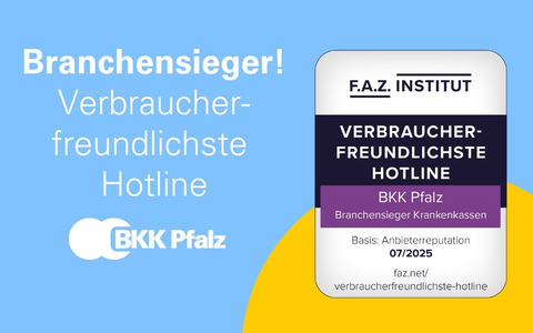 F.A.Z.-Studie: Verbraucherfreundlichste Kundenhotline - BKK Pfalz Branchensieger! - Foto: presseportal.de