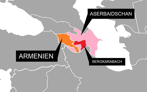 Karte mit Armenien, Aserbaidschan und Bergkarabach (Archiv) - Foto: über dts Nachrichtenagentur
