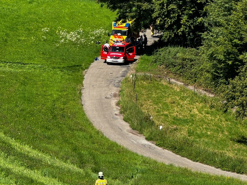 FW Weinheim: Arbeitsunfall im Wald Feuerwehr und Rettungsdienst retten verletzte Person aus unwegsamem Gelände - Foto: presseportal.de