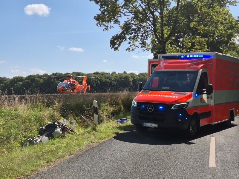 POL-HI: Verkehrsunfall mit schwerverletztem Motorradfahrer bei Bockenem - Foto: presseportal.de