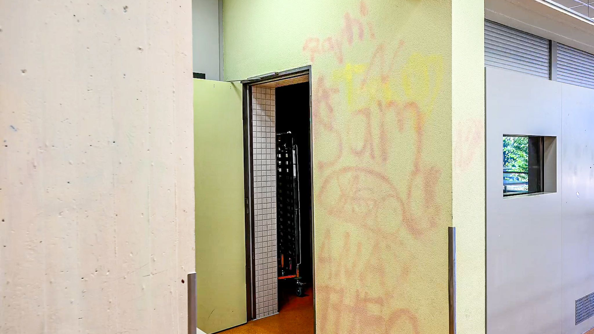 Die Abschlussklasse hatte in der Nacht zum 10. Juli Wände und Fassaden der Schule mit Kreidespray besprüht.  - Foto: Jason Tschepljakow/dpa