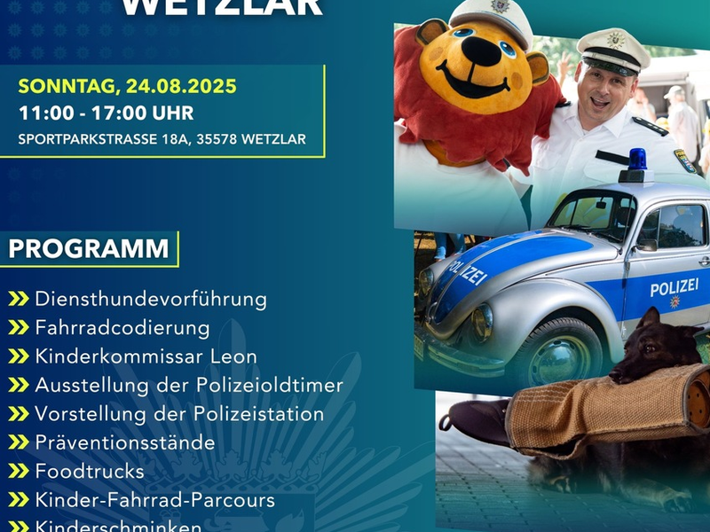 Mittelhessen: LAHN-DILL-KREIS: Die Polizei lädt zum Tag der offenen Tür in die Polizeistation Wetzlar ein - Foto: presseportal.de