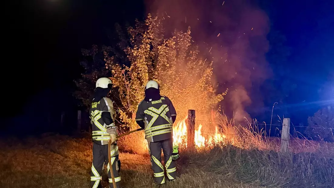 FW Hünxe: Brennende Vegetation am Wesel-Datteln-Kanal - Bild: presseportal.de