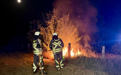 FW Hünxe: Brennende Vegetation am Wesel-Datteln-Kanal - Foto: presseportal.de