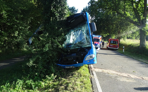 POL-KI: 250814.2 Hohwacht: Linienbus verunfallt - eine Person leicht verletzt - Foto: presseportal.de POL-KI: 250814.2 Hohwacht: Linienbus verunfallt - eine Person leicht verletzt - Foto: presseportal.de