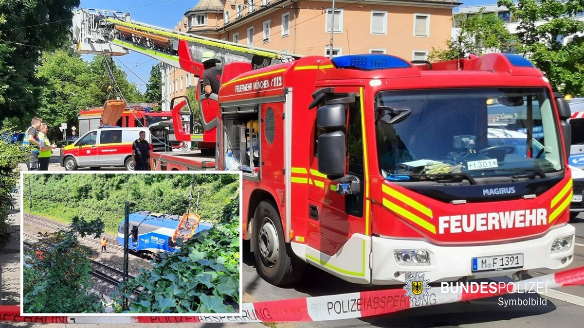 Bundespolizeidirektion München: 49-Jähriger stürzt ins Gleis Steiler Abhang erschwert Bergung - Foto: presseportal.de